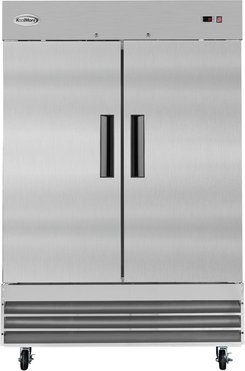 KoolMore 47 cu. ft. Commercial 2 Solid Door Reach In Refrigerator in Stainless Steel