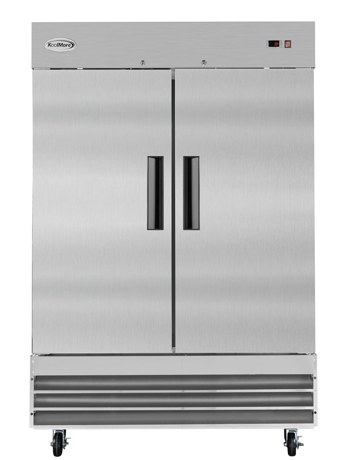 KoolMore 47 cu. ft. Commercial 2 Solid Door Reach In Refrigerator in Stainless Steel
