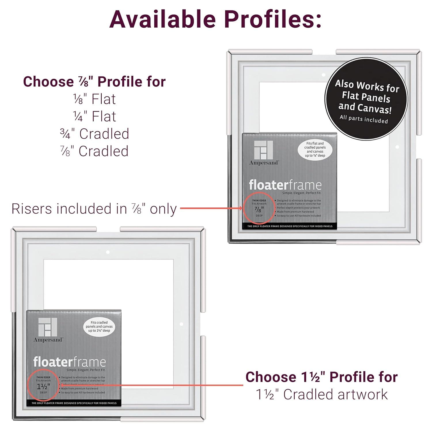 Ampersand Floater Frame - Thin, White, 9" x 12", 7/8"