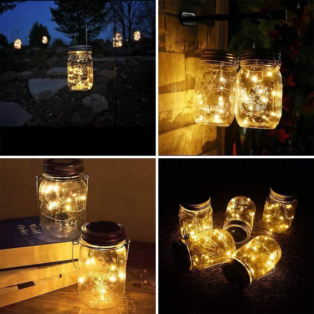 ZNYCYE Mason Jar Solar Lights for Outside, 12 Pack 30 LED Fairy Firefly Lights Mason Jar Solar Lids Outdoor Waterproof String Lights with Hangers(NO JARS) for Patio Garden Yard Lawn Decor - Warm White