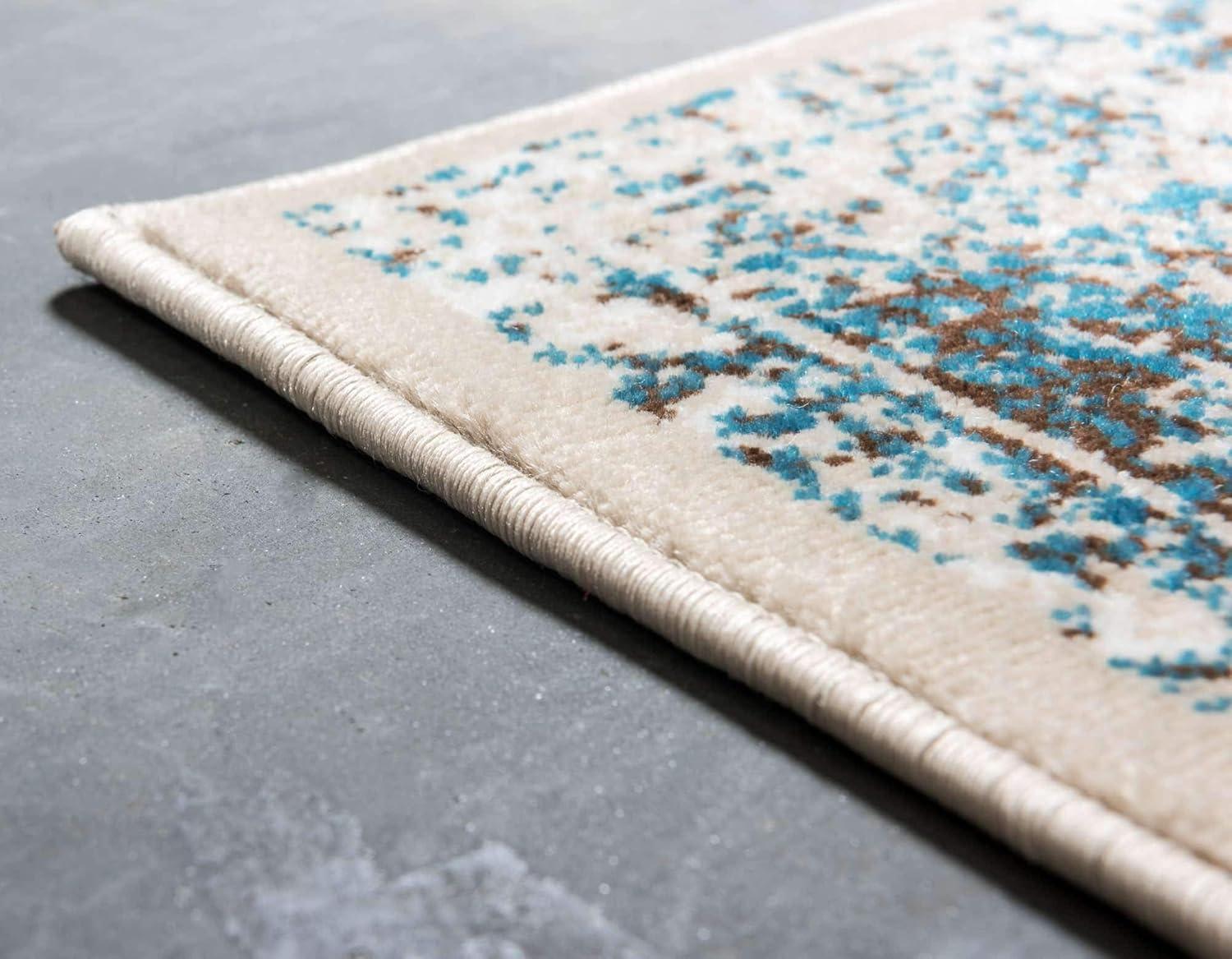 Unique Loom Imperial Collection Area Rug - Bosphorus (2' x 3' 1" Rectangle Ivory and Blue/Brown)