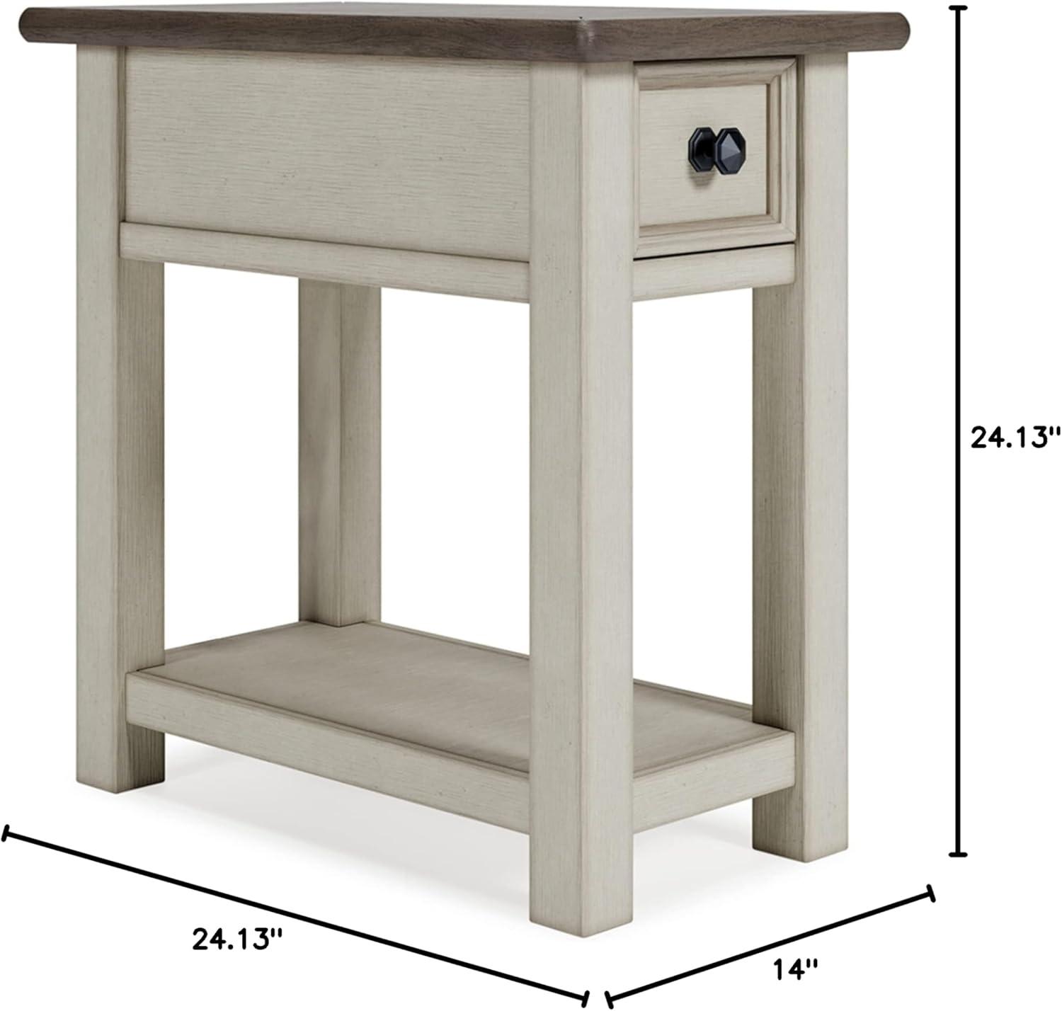 Modern Farmhouse Dual-Tone Side Table with USB Ports