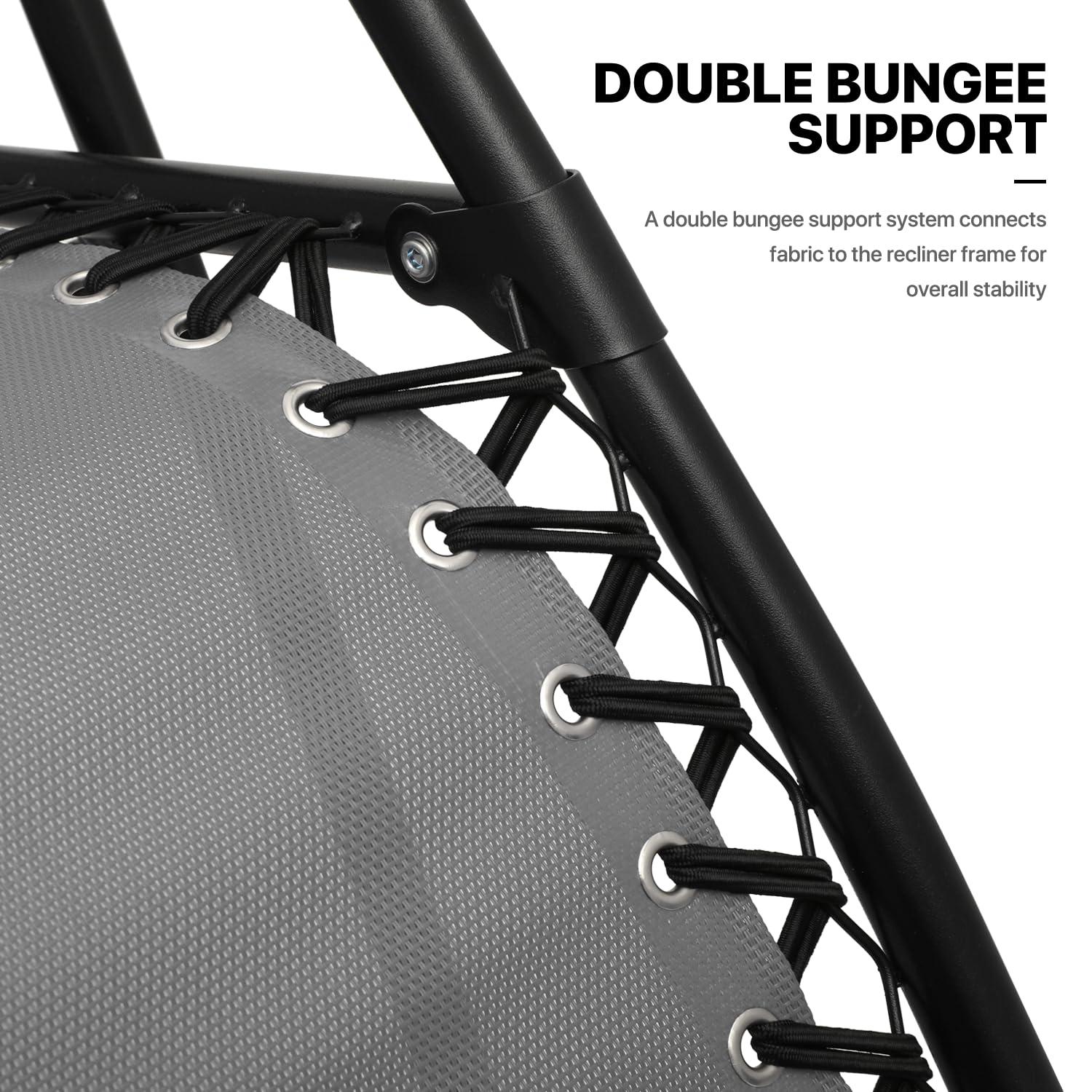 Adjustable Gray Textile Mesh Zero Gravity Recliner Set with Table