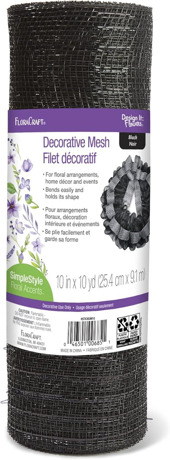 FloraCraft Decorative Mesh 10-inch x 10-yard Black
