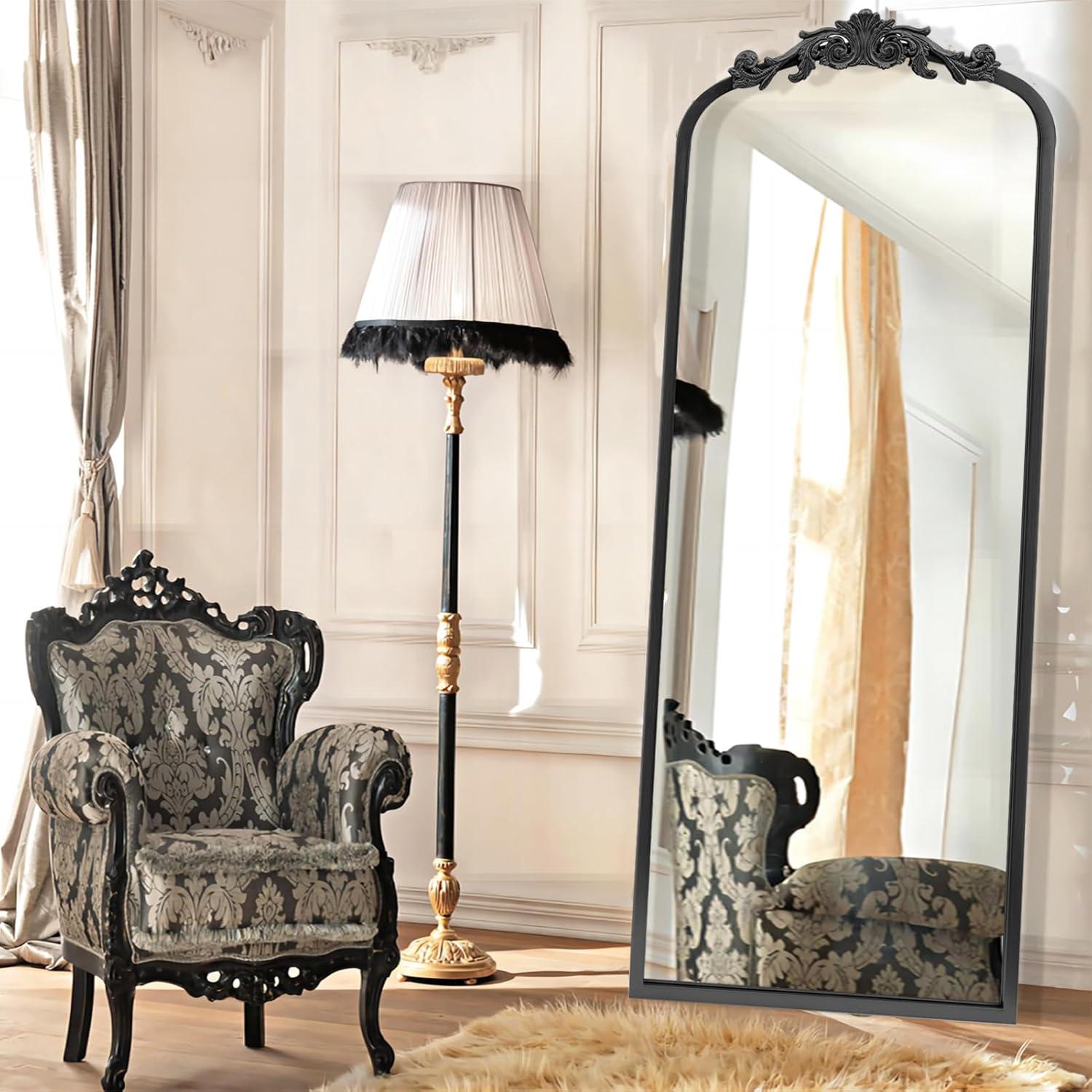 Arendahl Black Ornate Full Length Arch Wall Mirror