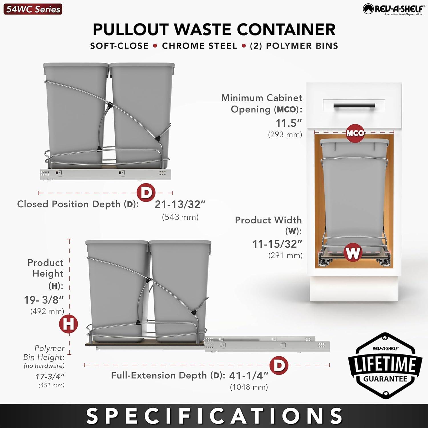 Rev-A-Shelf Rev-A-Shelf Double 27 qt. Pullout Trash Containers