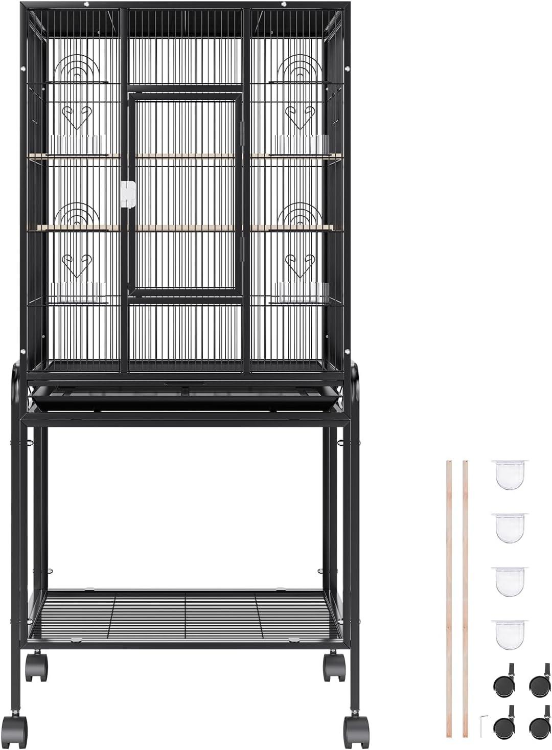 VEVOR Carbon Steel Flight Bird Cage for Parakeets, Cockatiels, Parrots 25*17*53inches