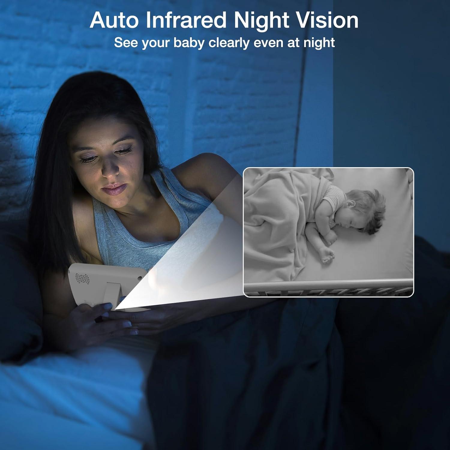 White Digital Baby Monitor with Night Vision and Two-Way Audio