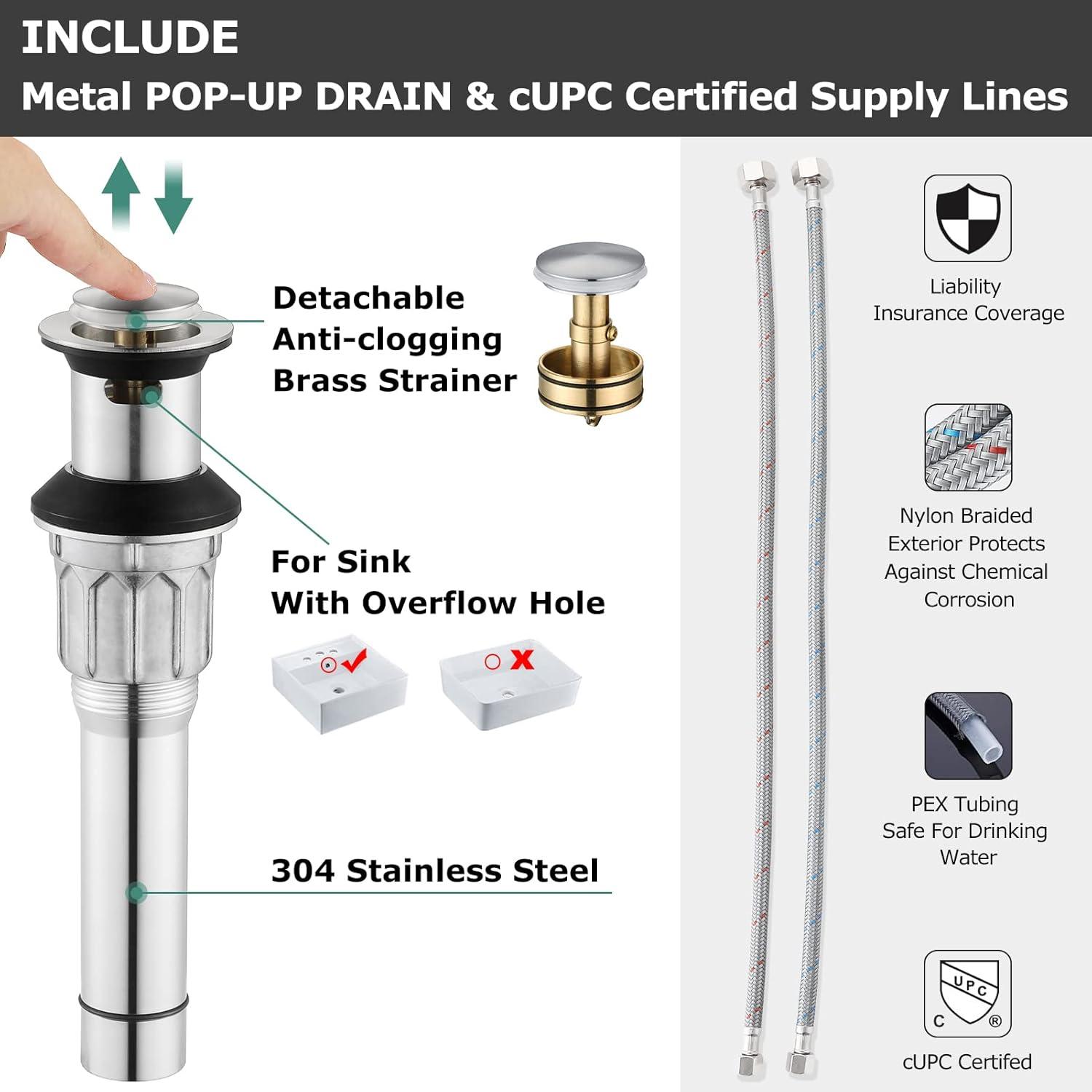 Widespread 2-handle Bathroom Faucet with Drain Assembly