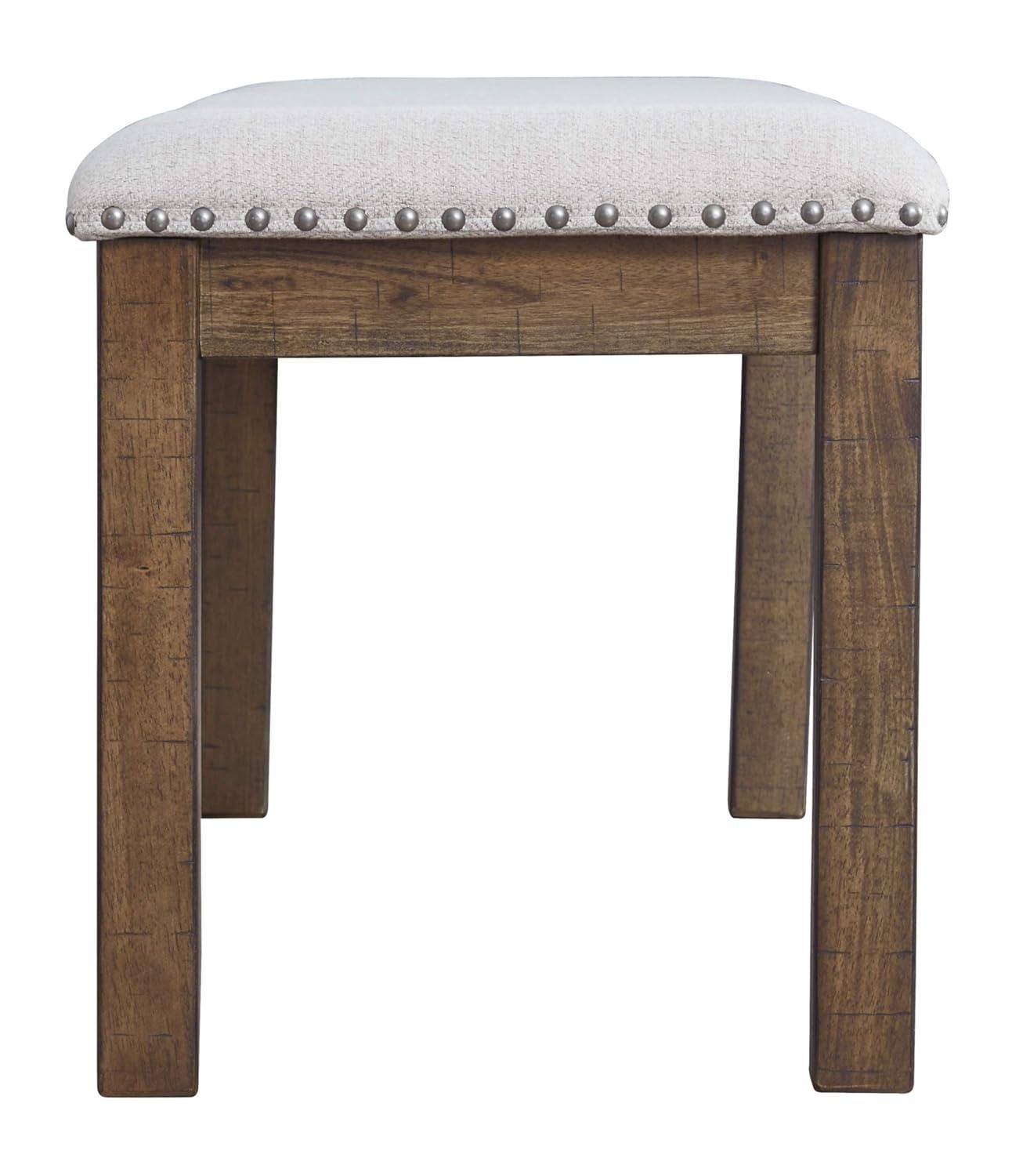 Myshanna Double Upholstered Two-Tone Dining Bench Gray: Nailhead Trim, Rectangle - Signature Design by Ashley