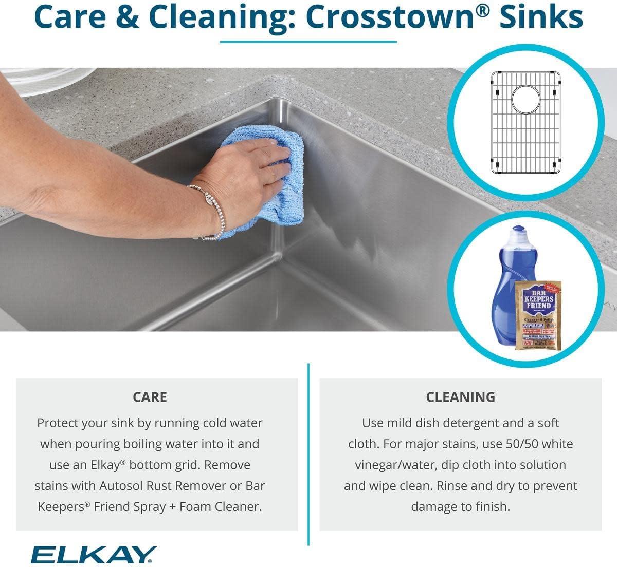 Elkay EFRU311610TFC Crosstown Stainless Steel 33" L x 18" W Undermount Kitchen Sink with Faucet