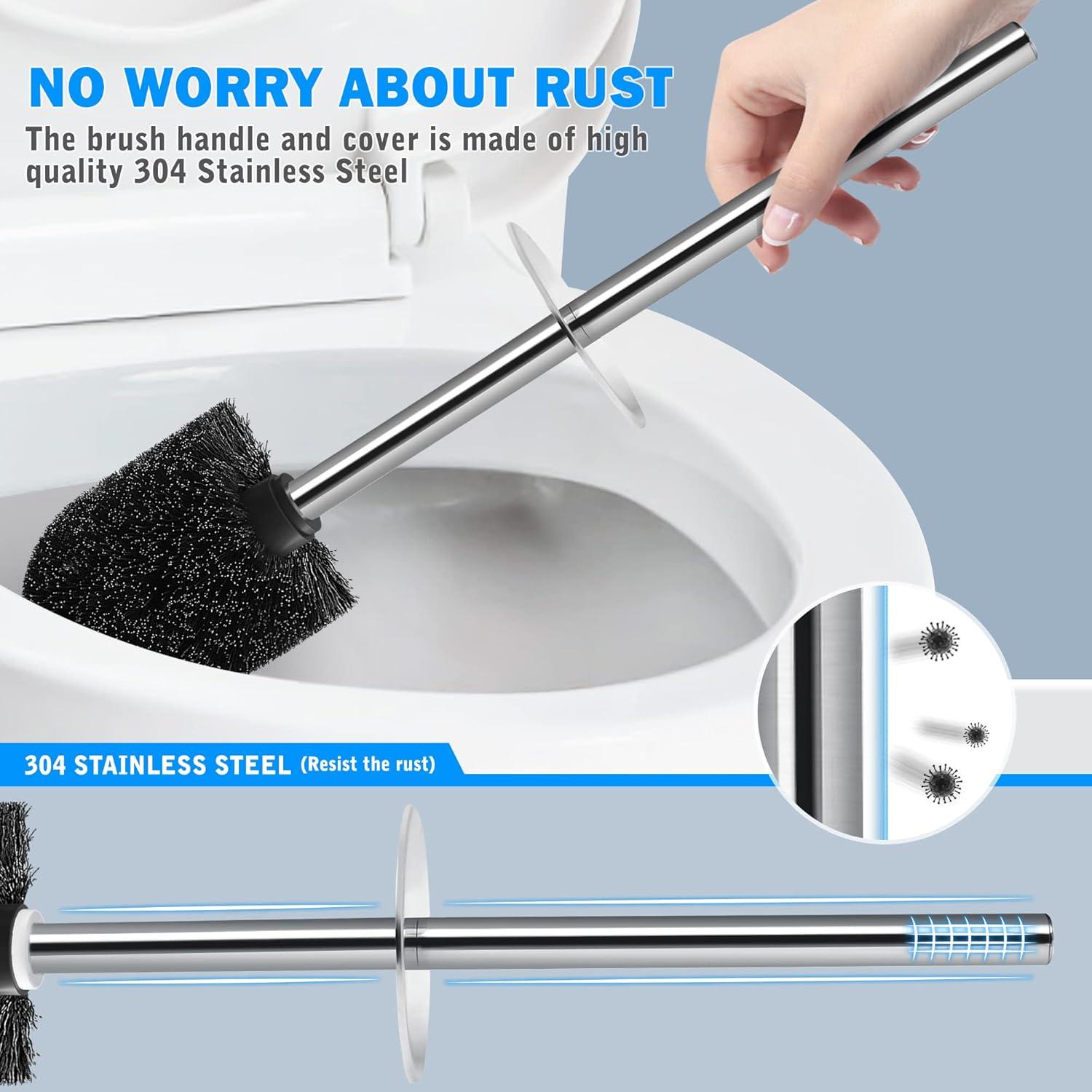 Black Stainless Steel Toilet Brush and Holder Set