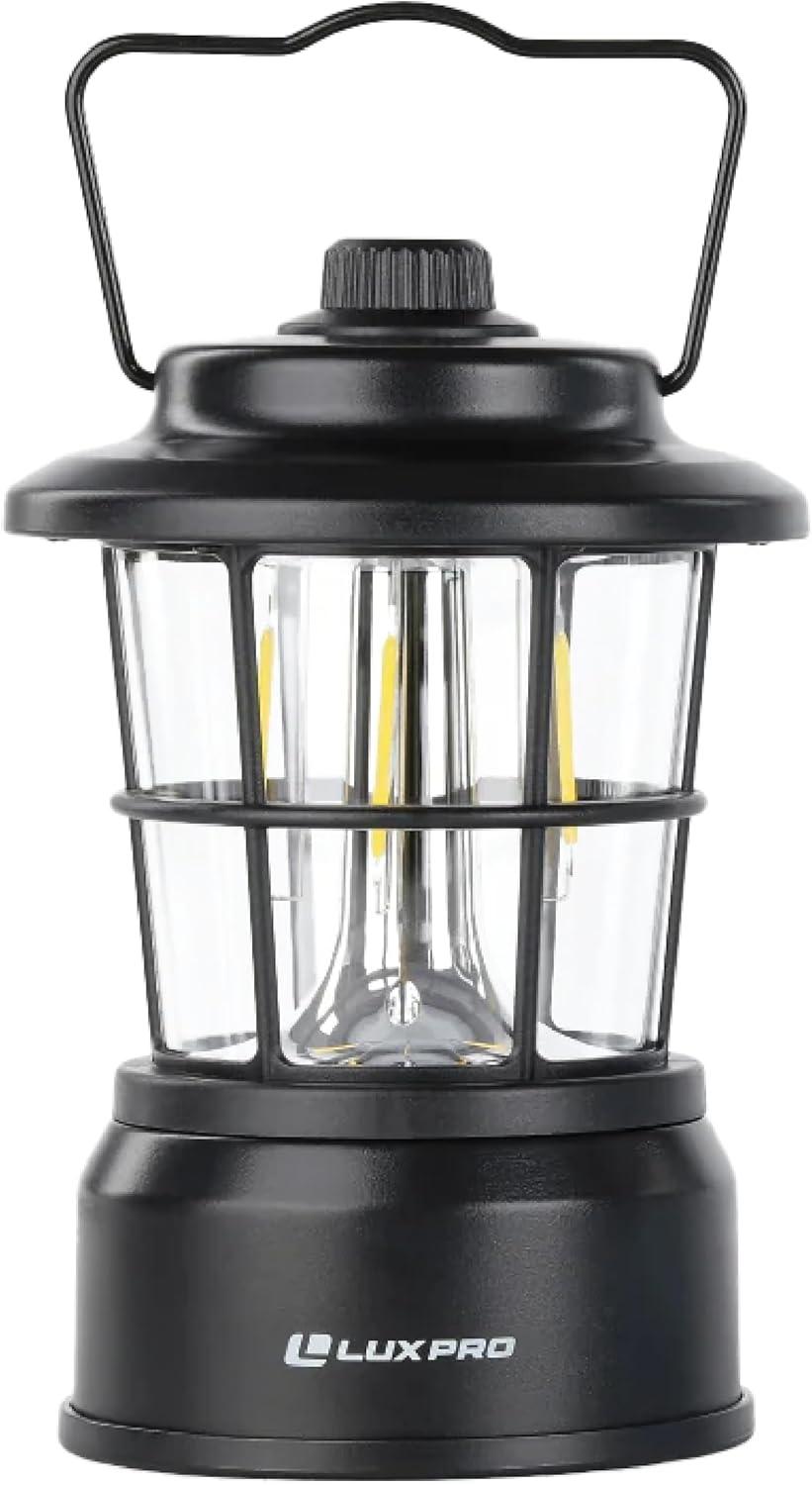 LUXPRO Black Retro LED Lantern with Metal Hook