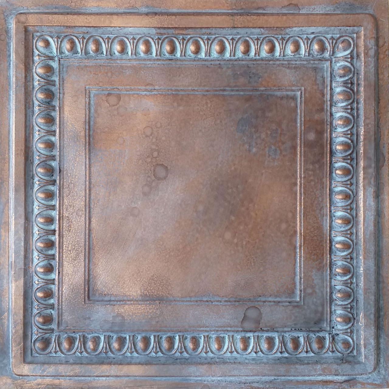 Cambridge Weathered Copper 24'' x 24'' Faux Tin Ceiling Tile Set