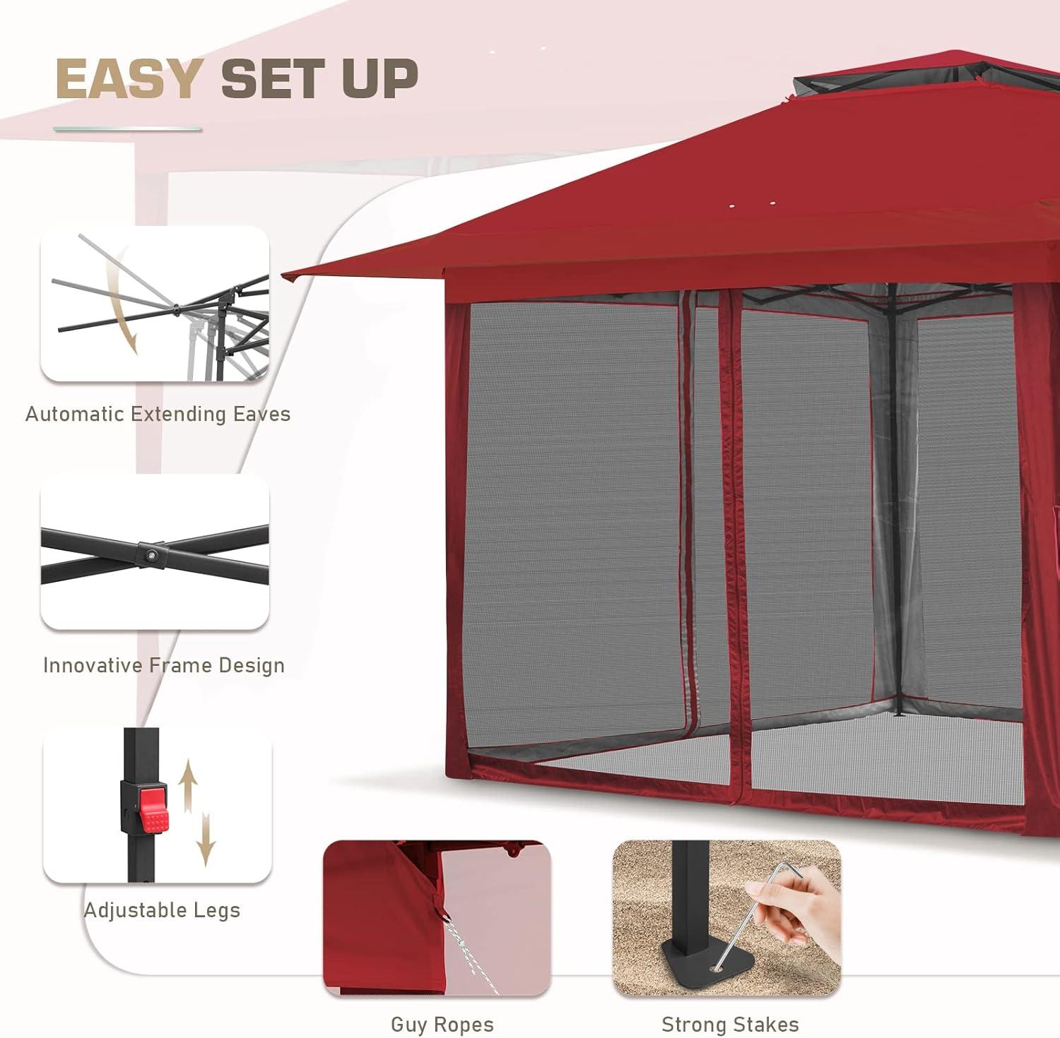 EAGLE PEAK Pop up Patio Gazebo 13 Ft. W x 13 Ft. D Metal Patio