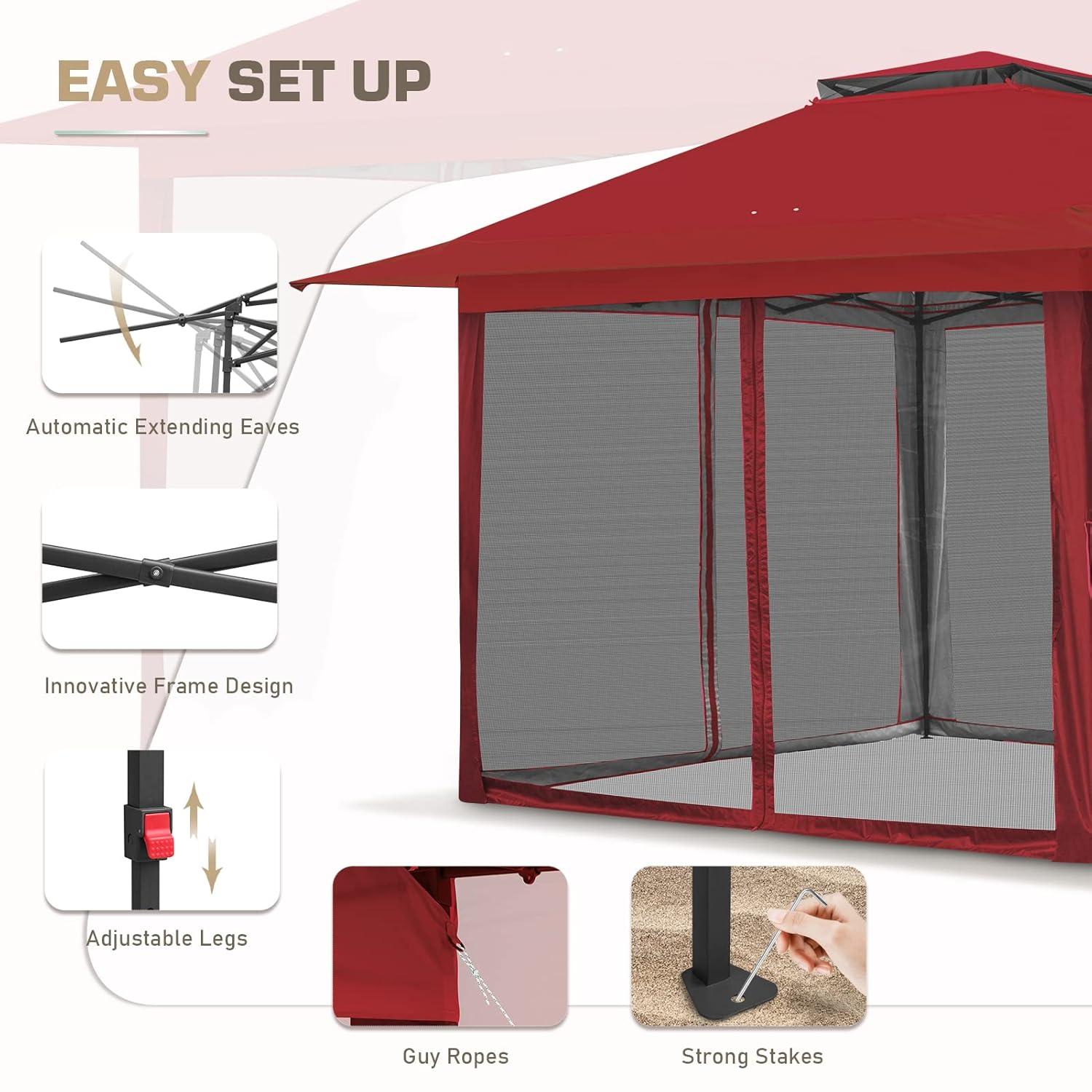EAGLE PEAK Pop up Patio Gazebo 13 Ft. W x 13 Ft. D Metal Patio