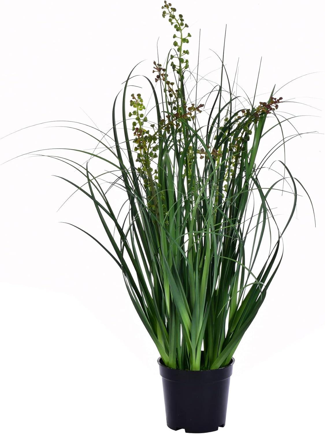 Sleek Summer 24" Artificial Sheep's Grass in Modern Black Pot