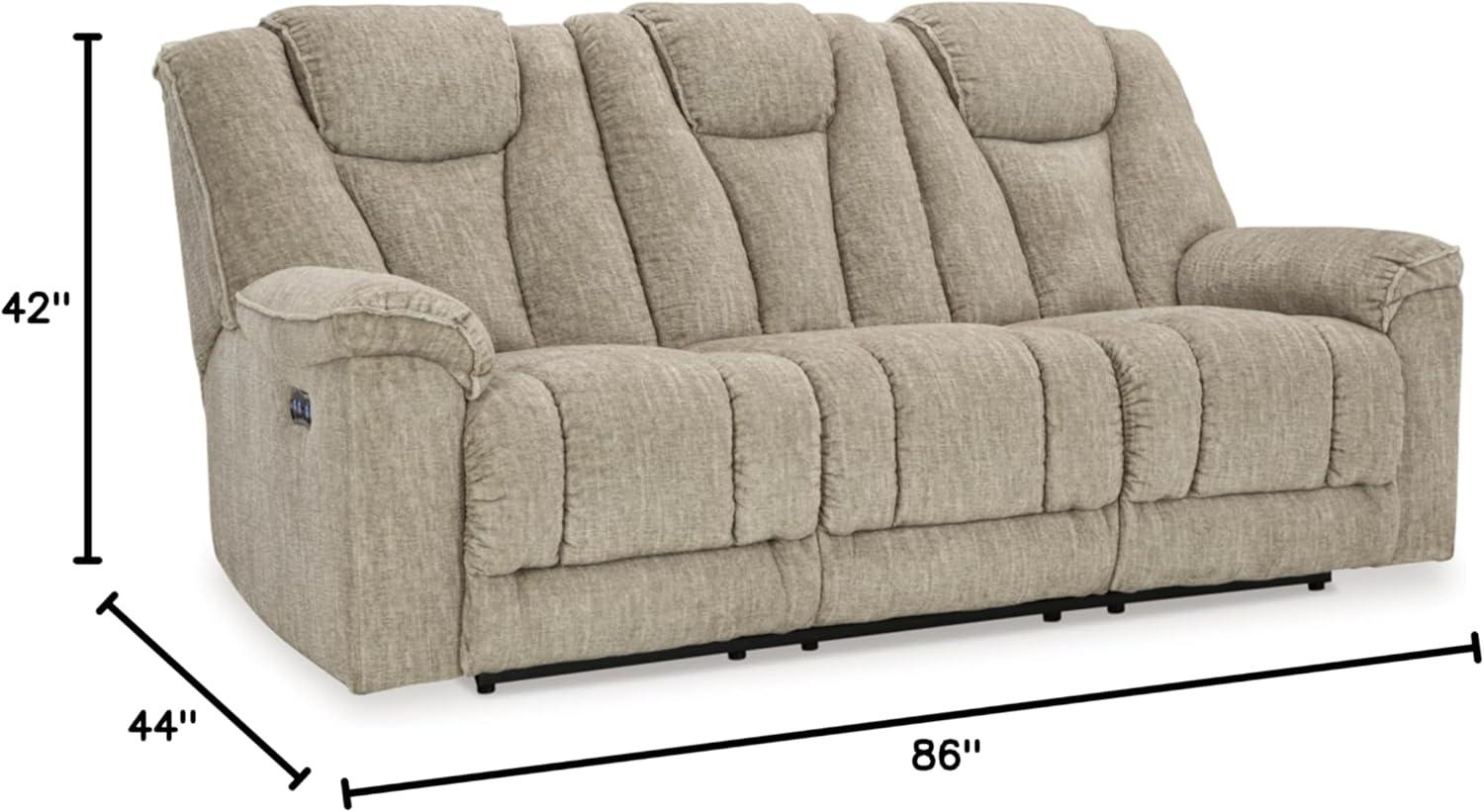 Gray Fabric Power Reclining Sofa with Pillow-top Arm