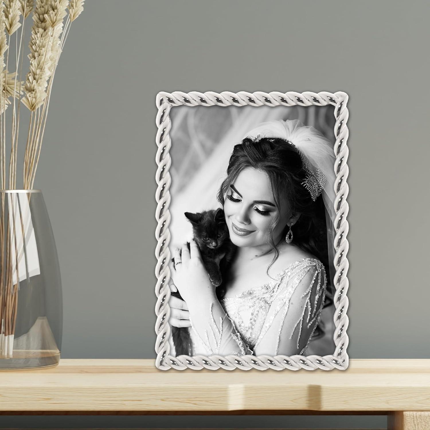 Lawrence Frames Silver Metal Rope 4x6 Picture Frame
