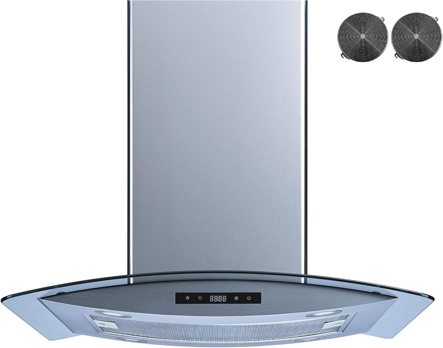 Winflo H102B Series 30" 500 CFM Convertible Island Range Hood in Stainless Steel With Filter Included