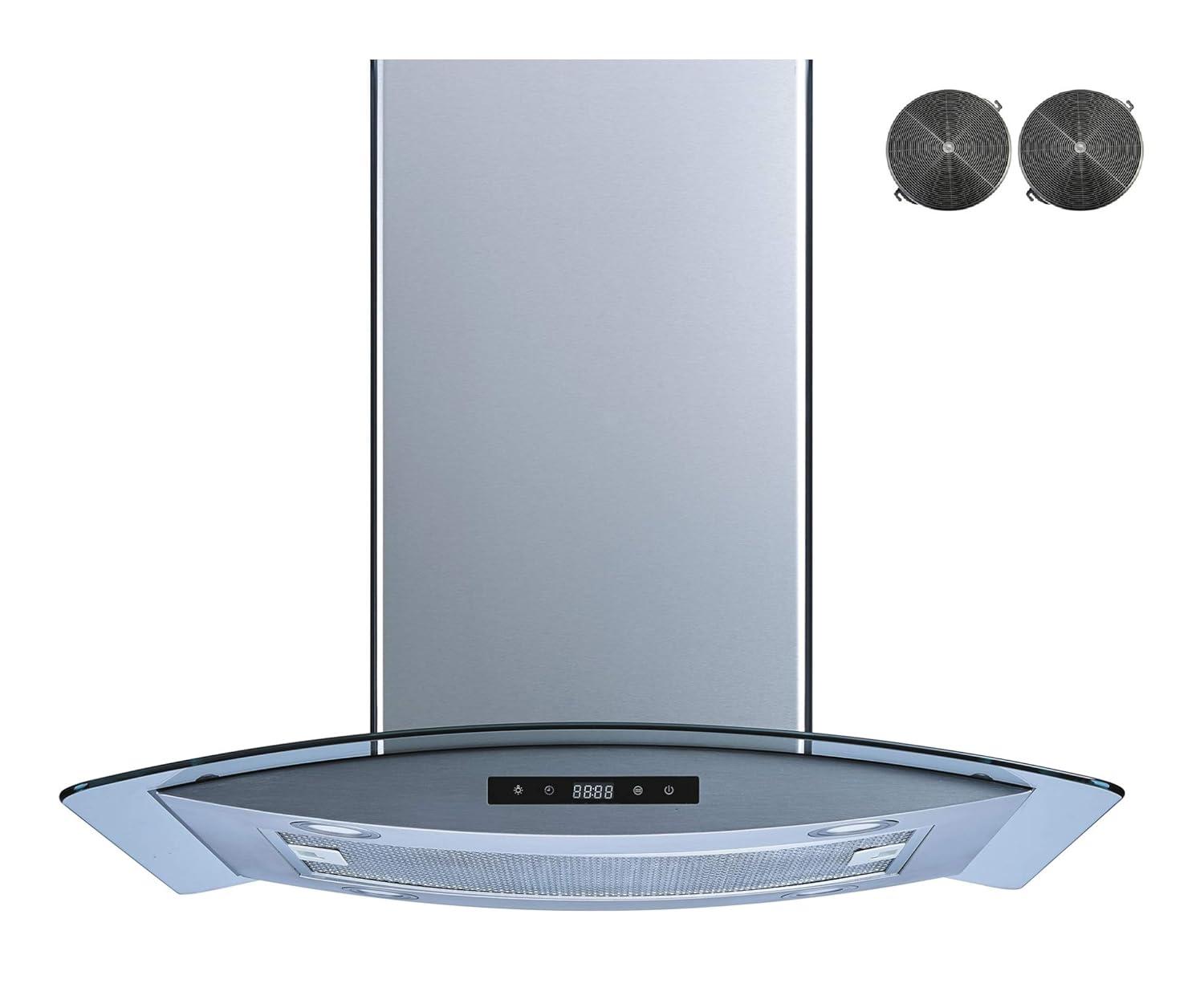 Winflo H102B Series 30" 500 CFM Convertible Island Range Hood in Stainless Steel With Filter Included
