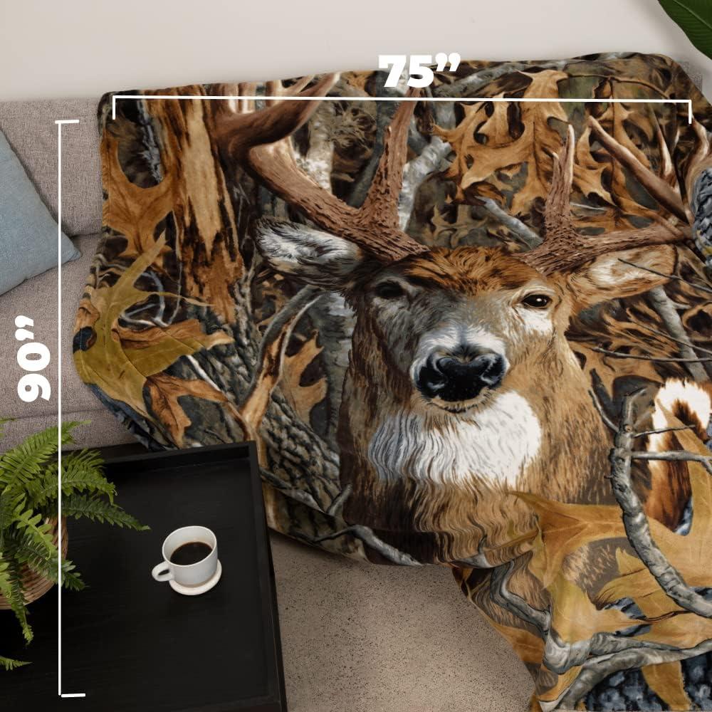 Dawhud Direct Camo Buck Deer Super Soft Fullqueen Size Plush Fleece