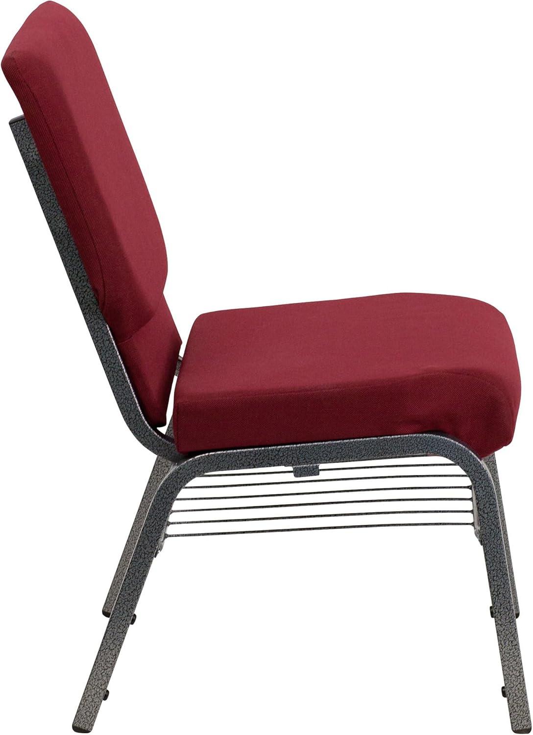 Flash Furniture HERCULES Series 18.5''W Stacking Church Chair in Burgundy Fabric - Silver Vein Frame