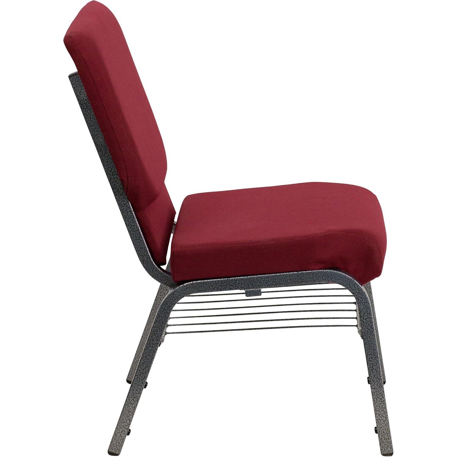 Flash Furniture Hercules Series 18.5"W Upholstered Adult Church Chair with Book Pouch, Burgundy