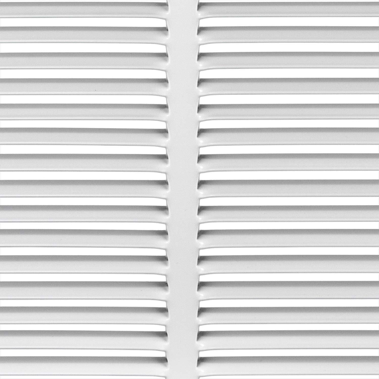 14x14 White Steel Return Air Filter Grille with Fixed Hinges