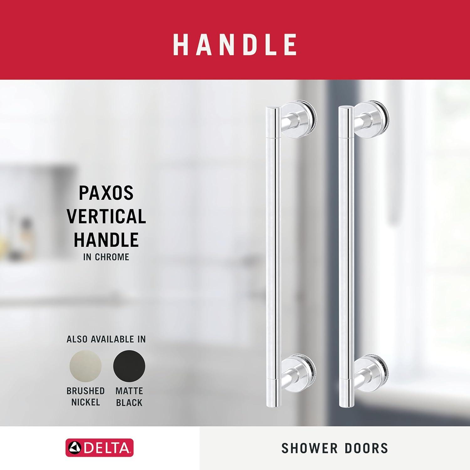 Paxos Frameless Chrome Sliding Shower Door with Clear Glass