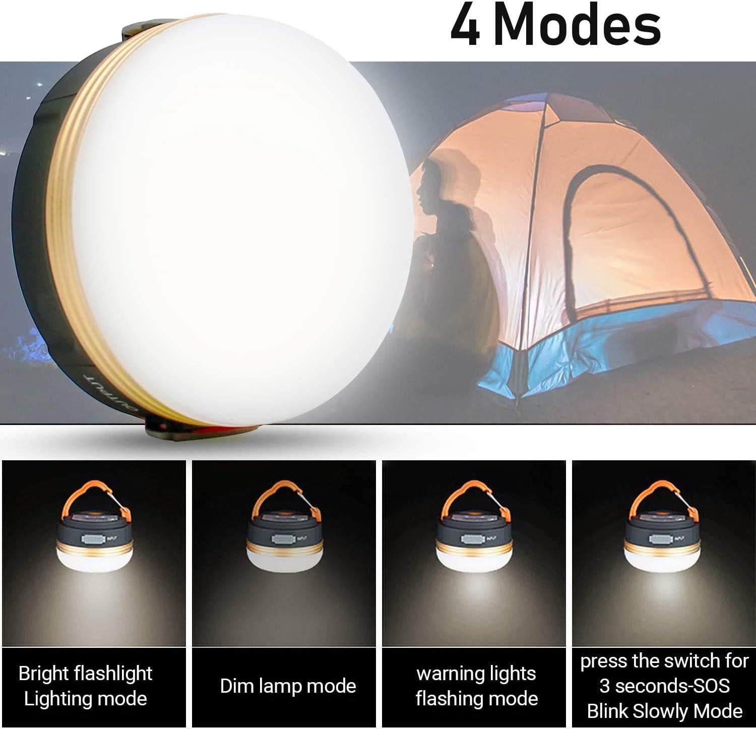 LED Camping Lantern, Rechargeable Portable Tent Light, 300LM,3 Light Modes,1800mAh Power Bank, Magnet Base,Electric Lantern Flashlight for Camping/Hiking/Fishing/Hurricane/Emergency(2 Packs)