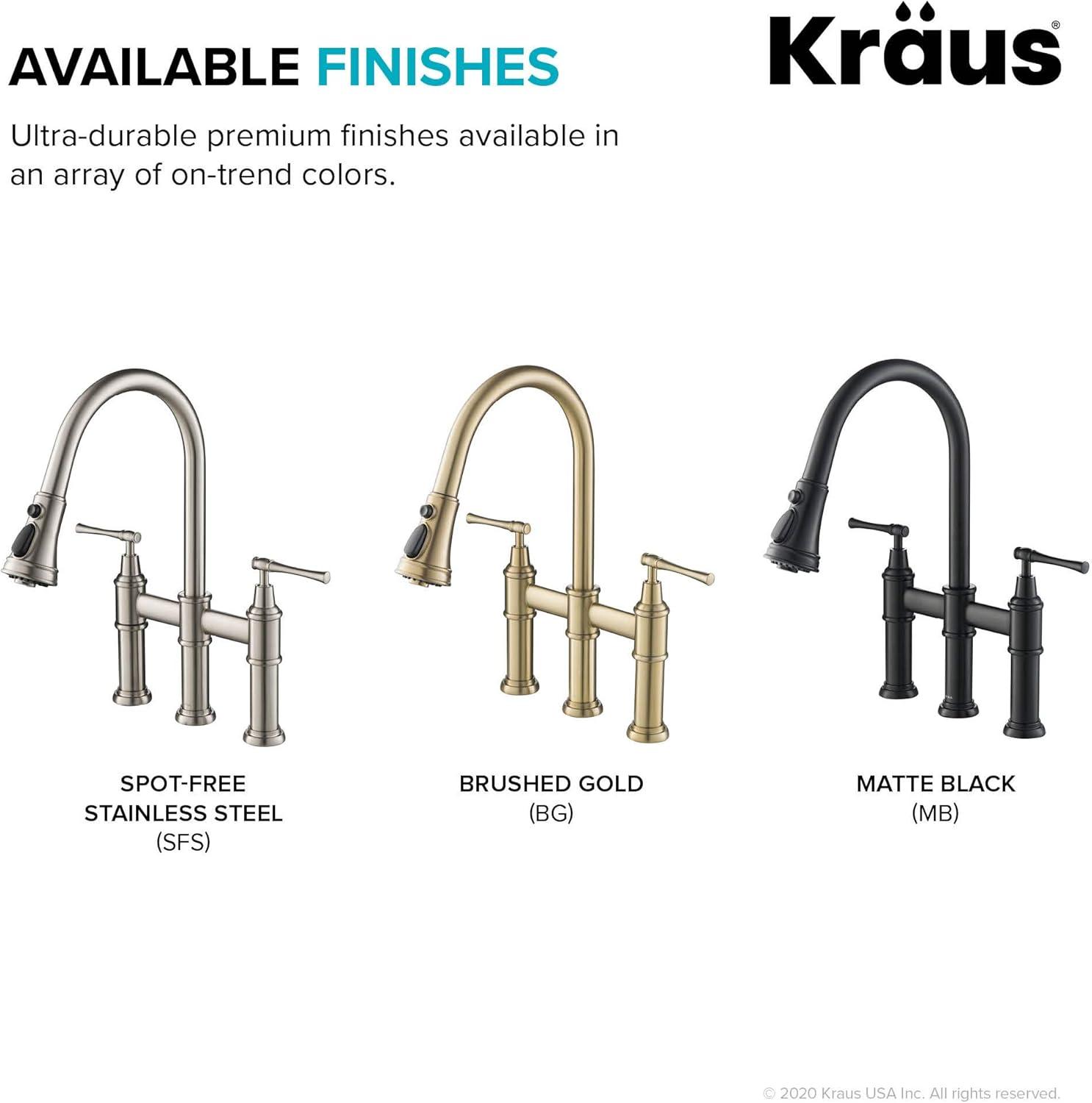 Kraus Allyn Transitional Bridge Kitchen Faucet and Water Filter Faucet Combo