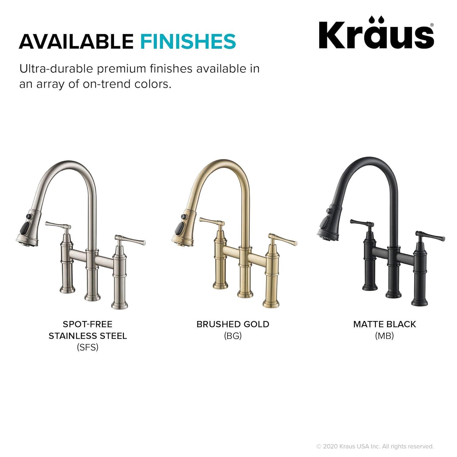 Kraus Allyn Transitional Bridge Kitchen Faucet and Water Filter Faucet Combo