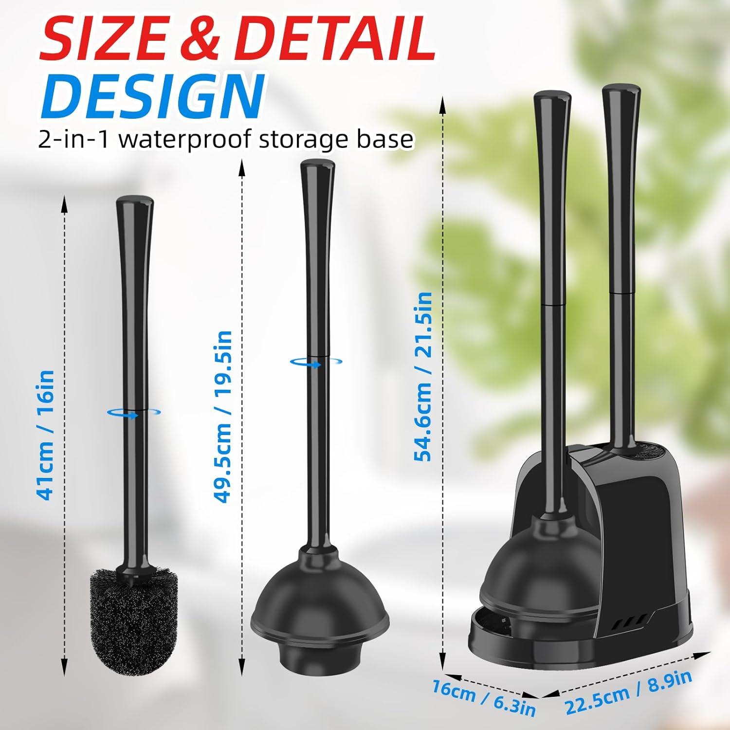 Tyuong Toilet Brush And Plunger Set 2 In 1 Plunger And Brush Set Toilet Brush Toilet Plunger And Brush Set Black Toilet Brush And Plunger Set Bathroom Plunger Household