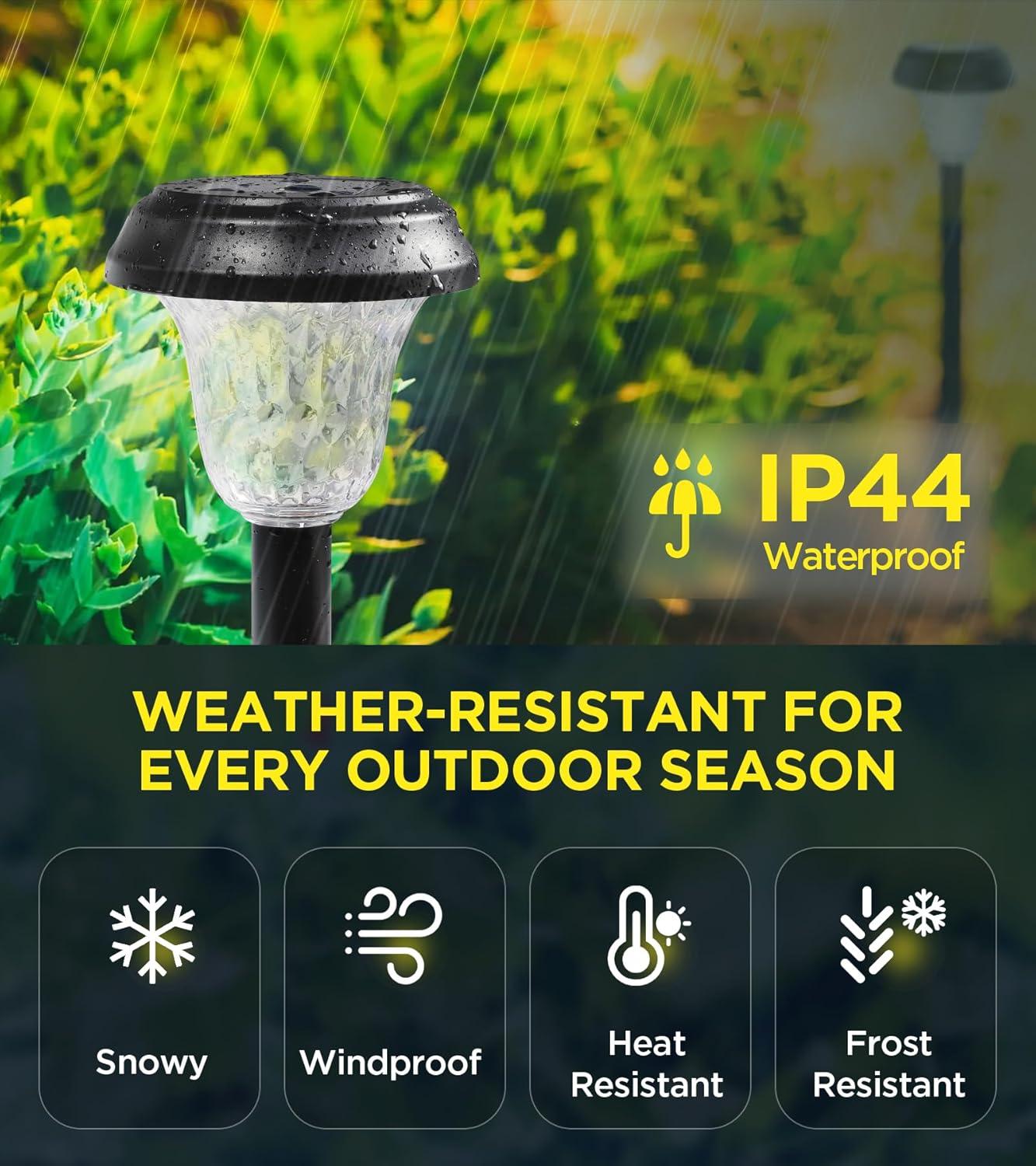 Ultra Bright Solar Outdoor Lights Decorative 10 Pack, 100% Faster Charge Solar Pathway Garden Lights Up to 12H Auto On/Off, Solar Lights Outdoor Waterproof for Walkway Yard Lawn (Warm White)