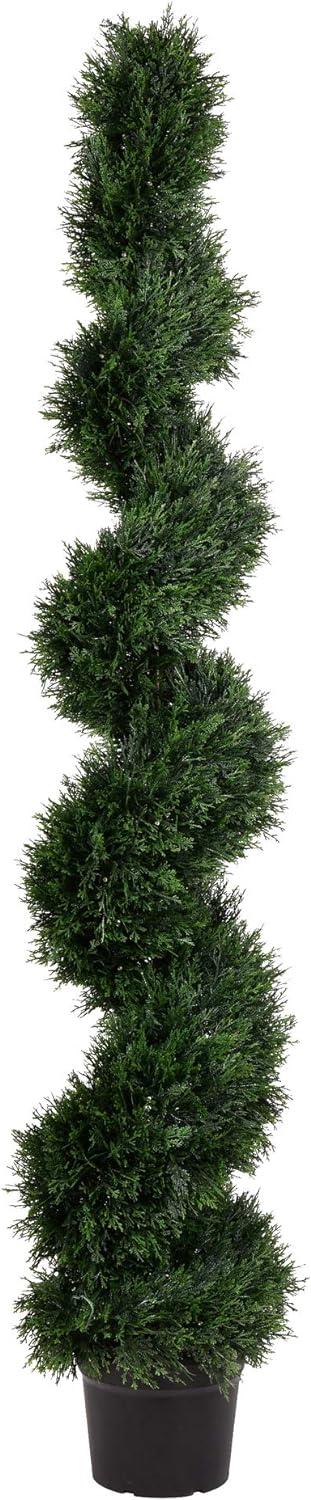 Elegant White 6ft Outdoor Spiral Topiary with Lights in Pot