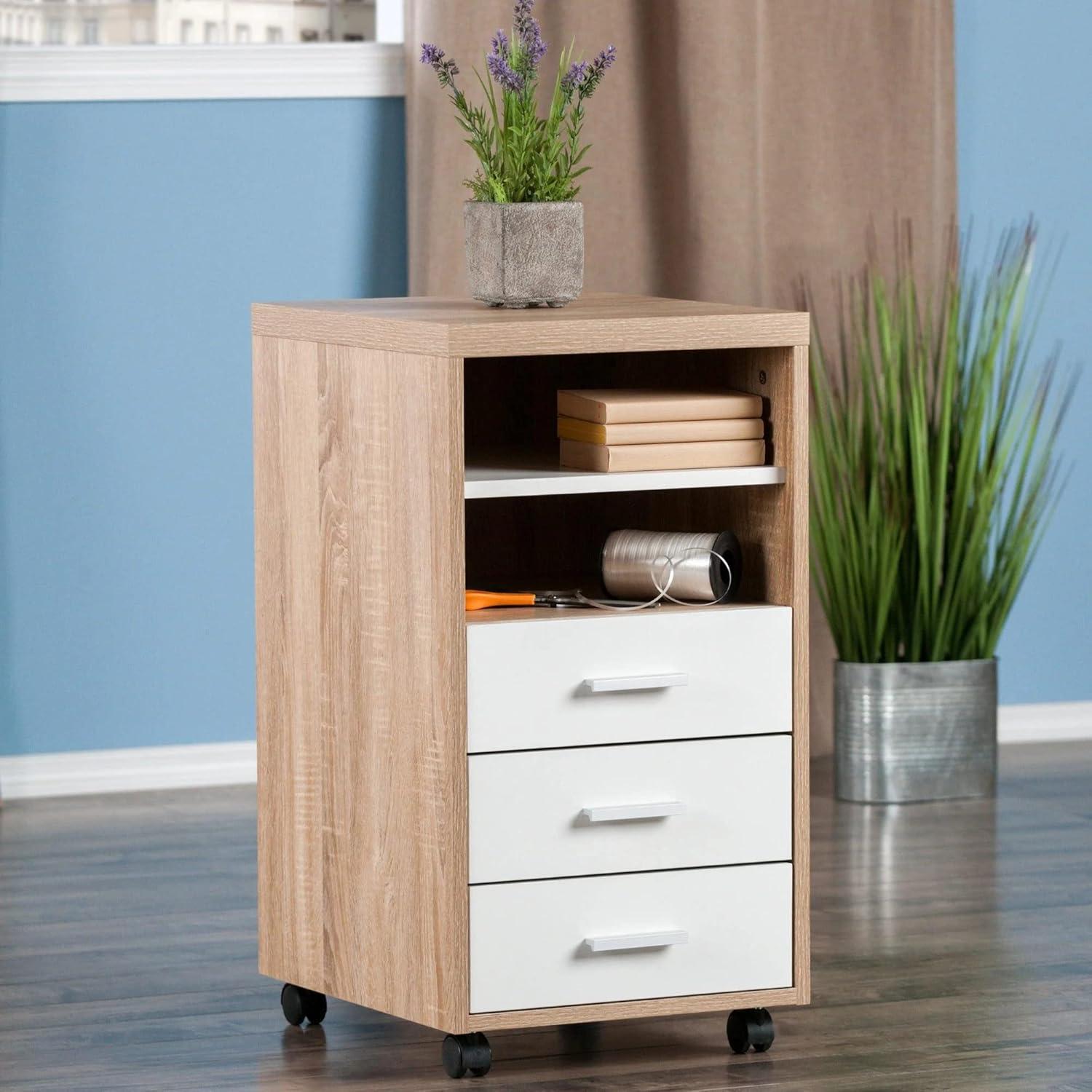 Winsome Kenner Mobile 3 Drawer Storage Cabinet Wood : Home Office, Locking Casters, Wood Composite