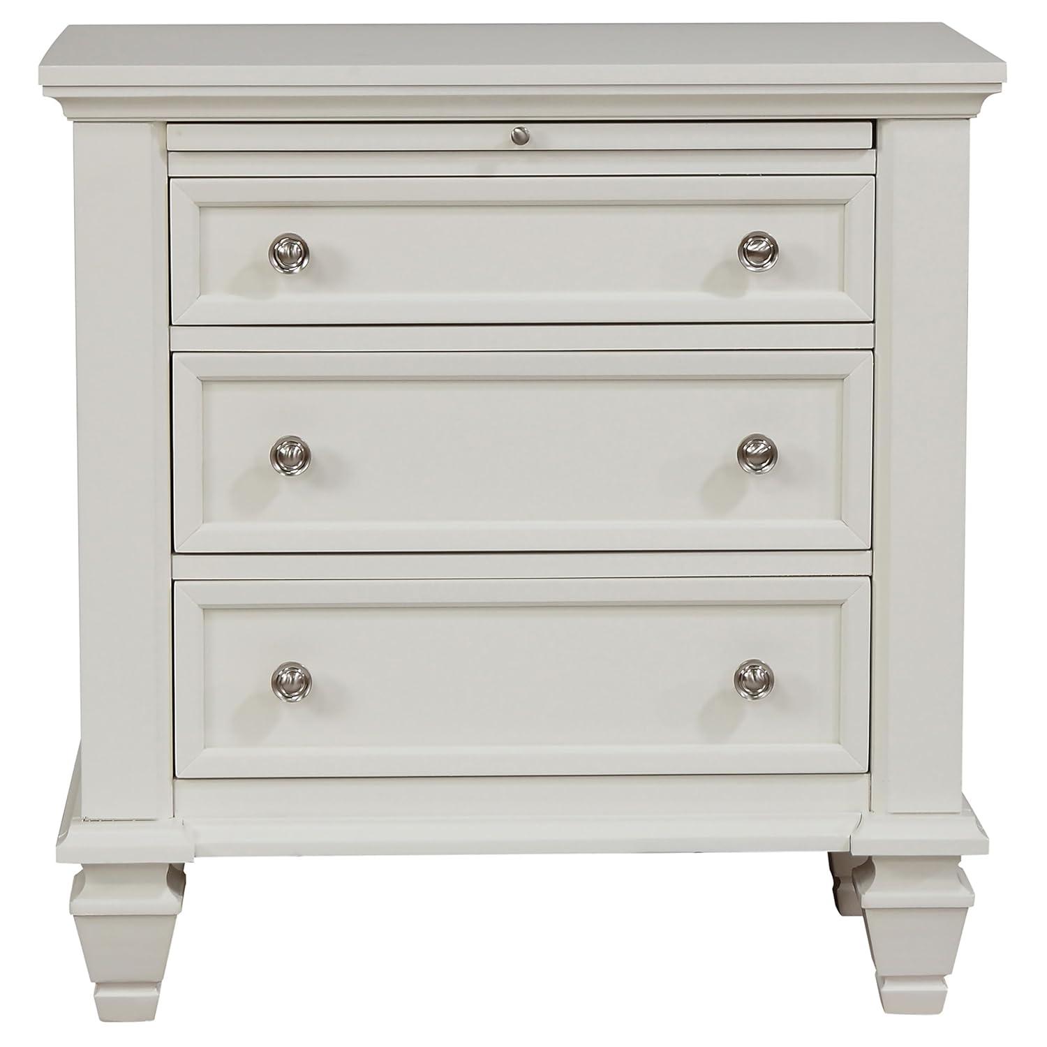 Coaster Sandy Beach Coastal 3-Drawer Wood Nightstand in White