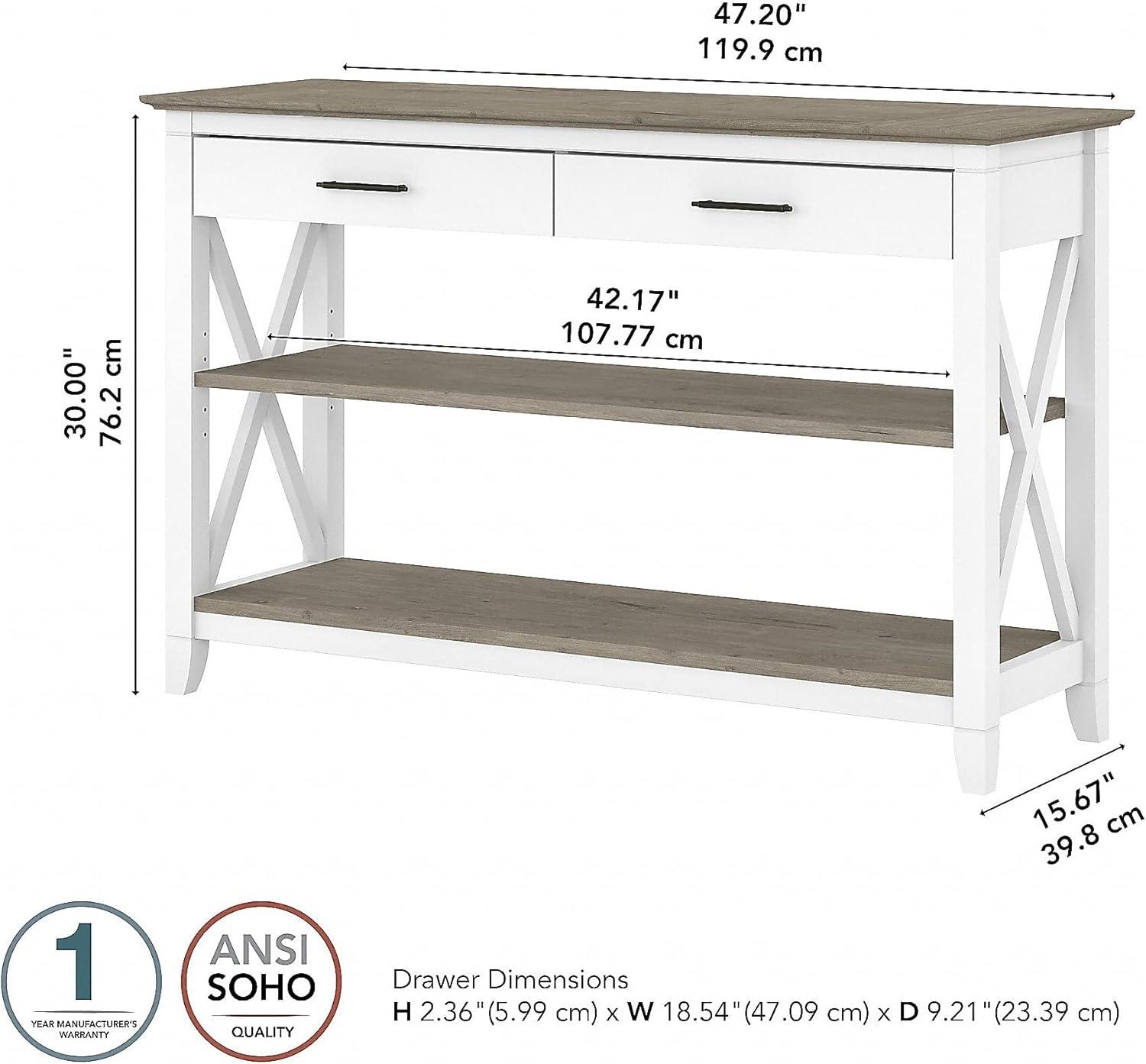 Bush Furniture Key West Console Table, Pure White & Shiplap Gray