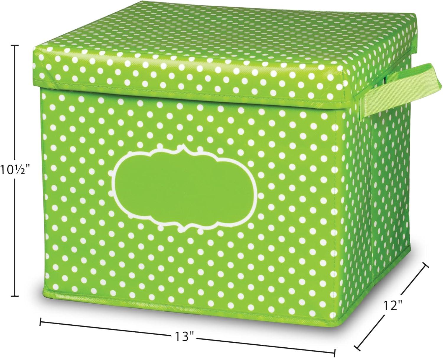 Teacher Created Resources Lime Polka Dots Storage Box