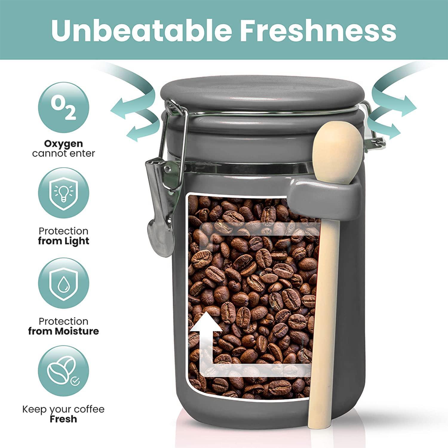 Home Intuition Home Intuition Ceramic Kitchen Canisters Set of 4 with Wooden Spoons Reusable Chalk Labels, Coffee, Tea (Red)