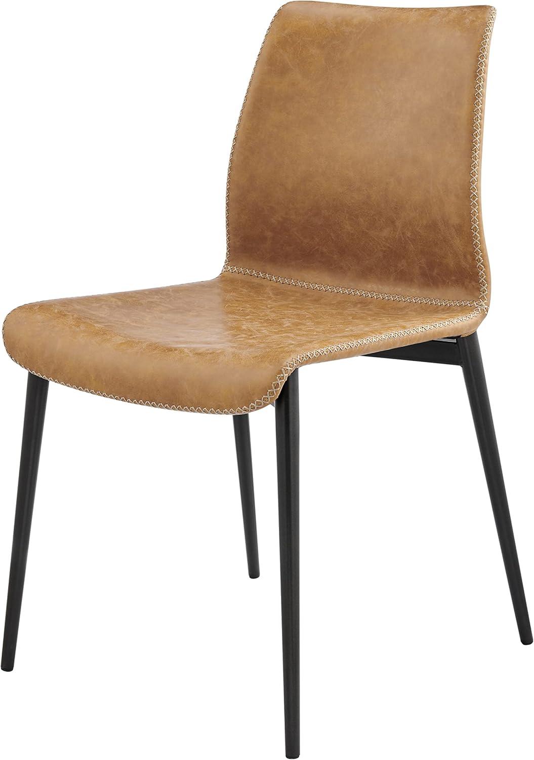 Vintage Cedar Faux Leather Upholstered Side Chair with Metal Legs