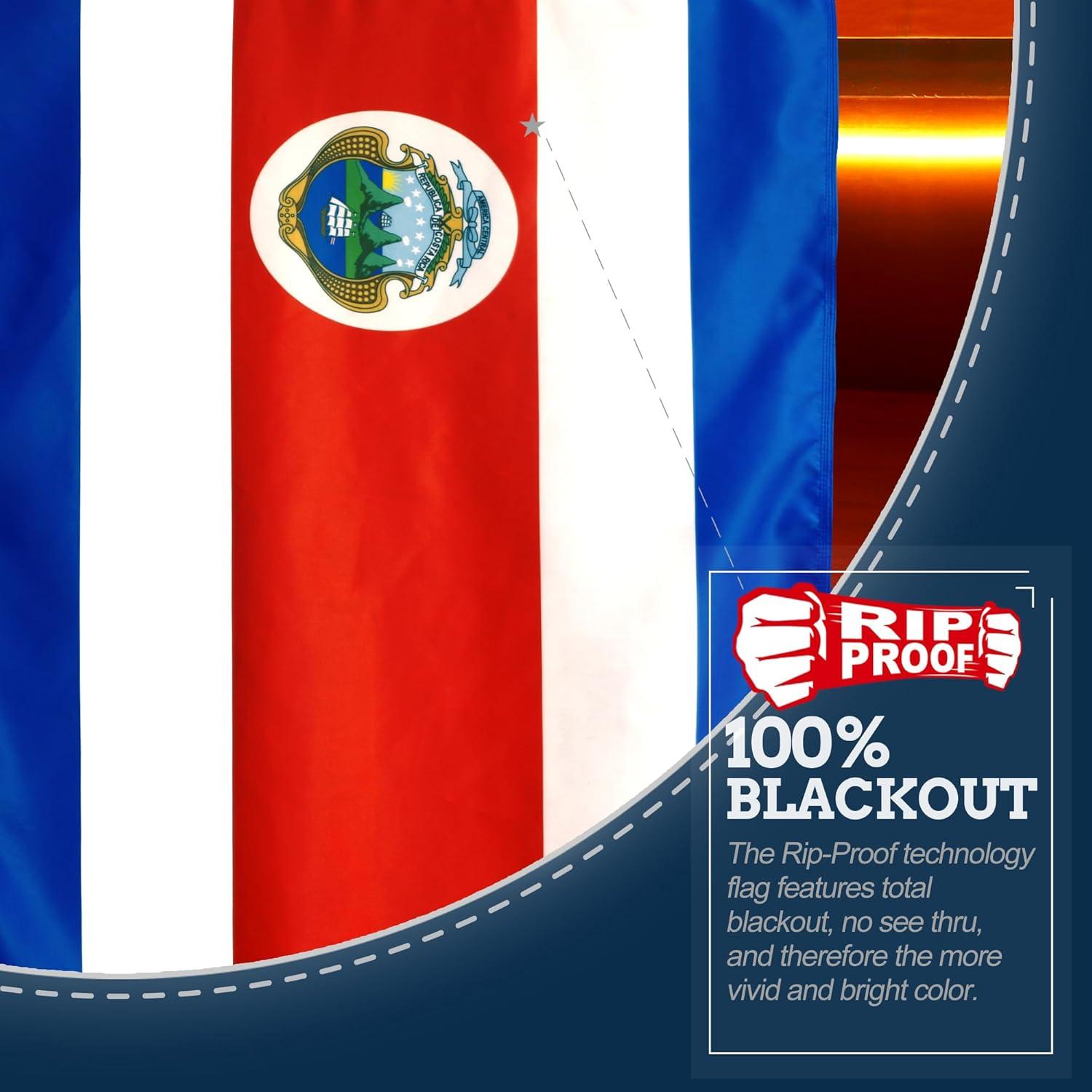 Anley 3' x 5' Rip-Proof Technology Double Sided 3-Ply Costa Rica Flag