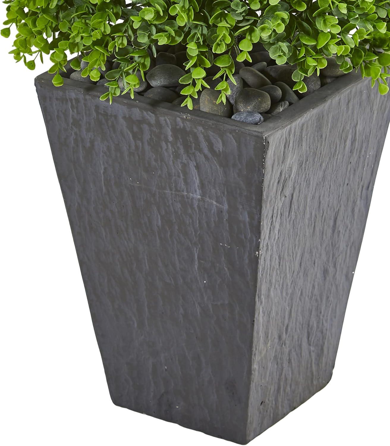 57" Eucalyptus Topiary Artificial Tree in Slate Planter - Nearly Natural