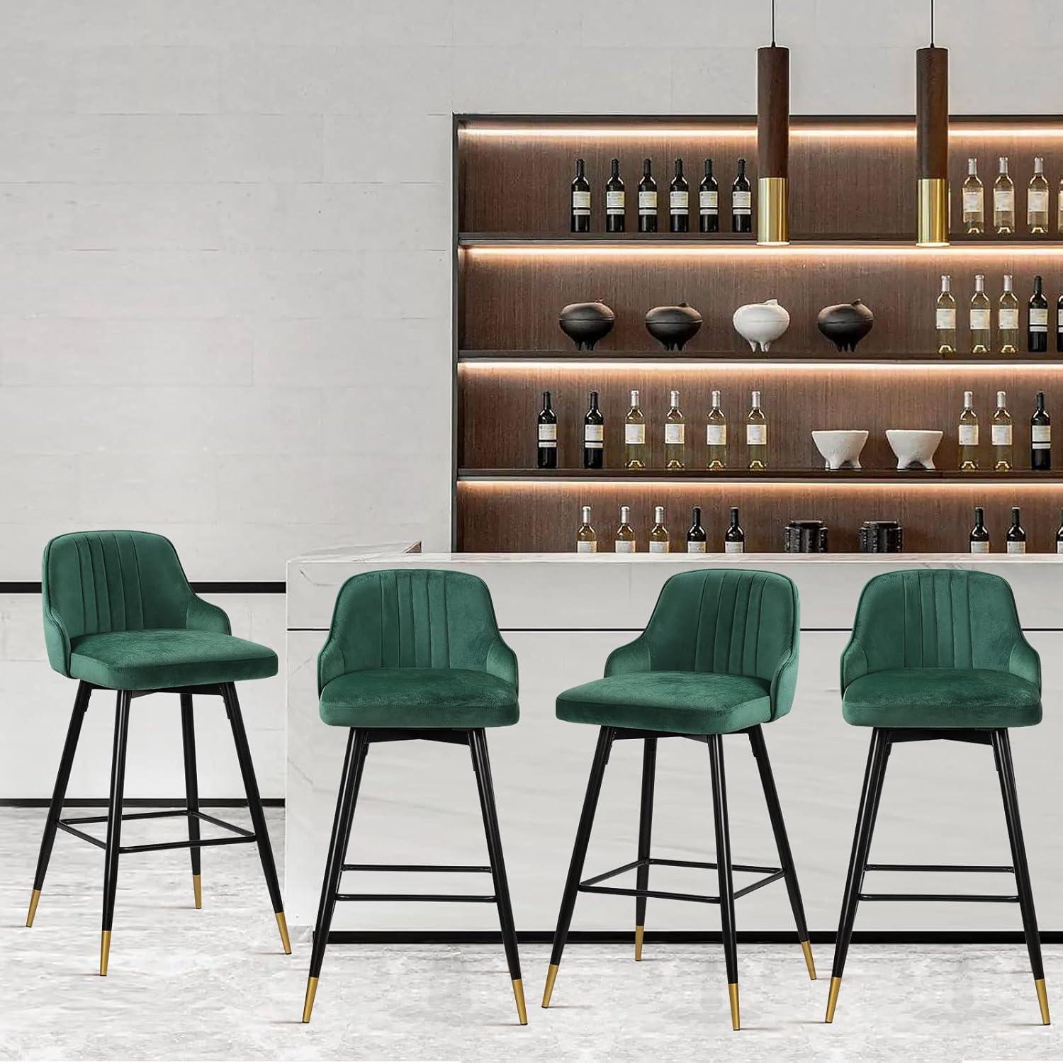 Swivel Velvet Upholstered Counter & Bar Stool