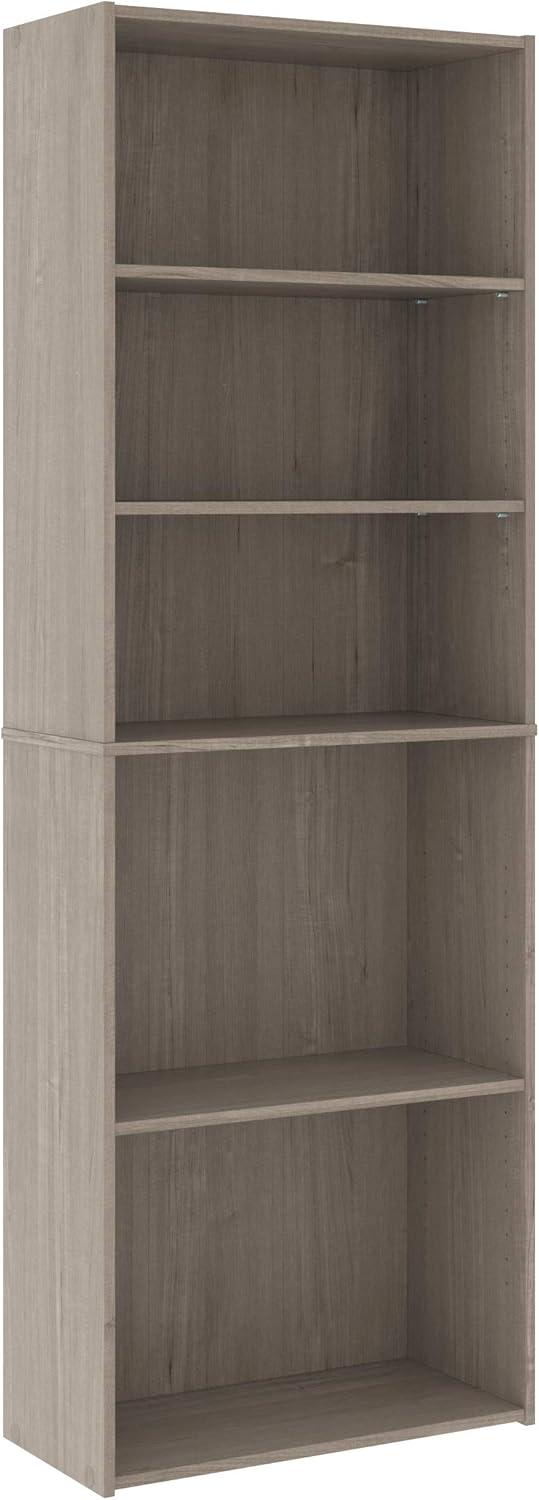 Silver Sycamore Tall Adjustable 5-Shelf Wood Bookcase