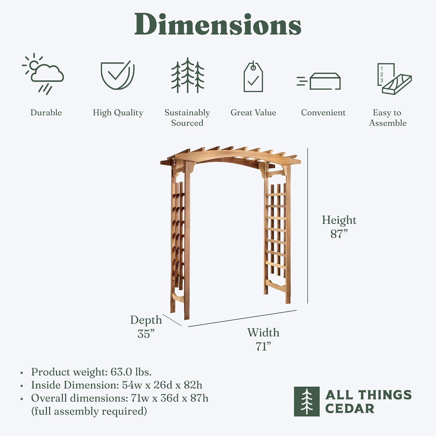 All Things Cedar GA87 Garden Arbor - 60L x 25W x 86H