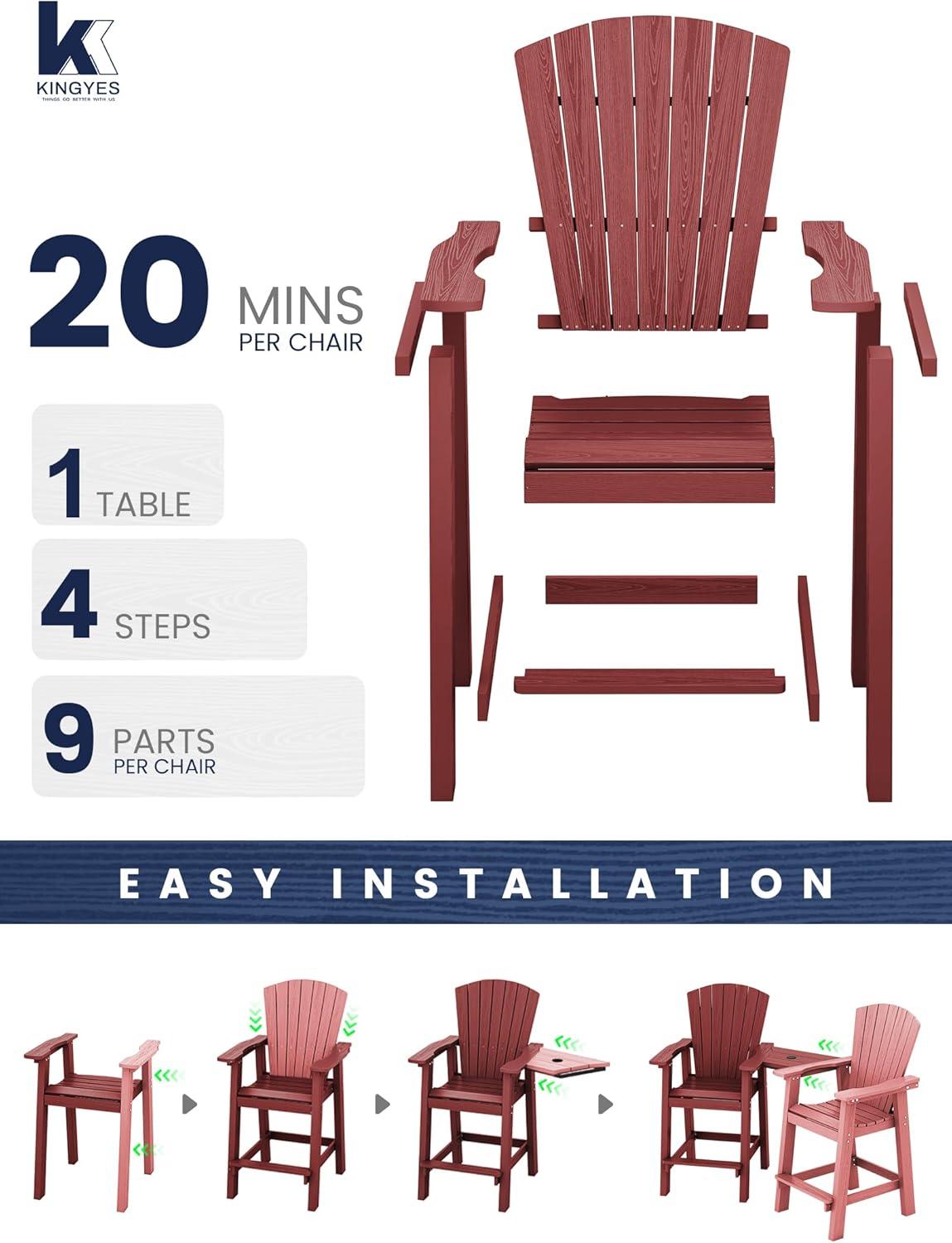 Rosecliff Heights Wolak HDPE Outdoor Adirondack Chair Set With Table