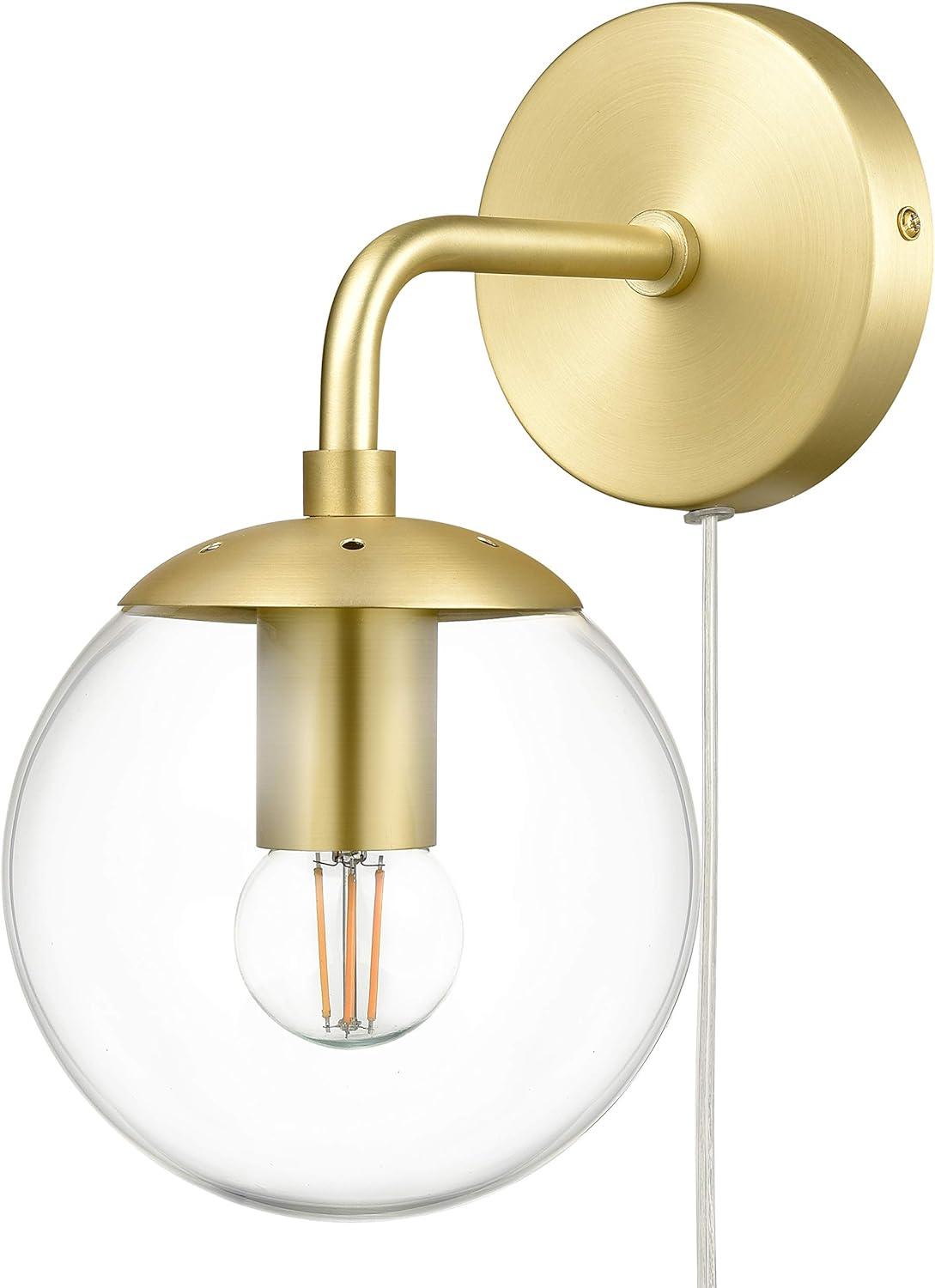 Greta Globe 8'' Brushed Brass Wall Sconce with Clear Glass Shade