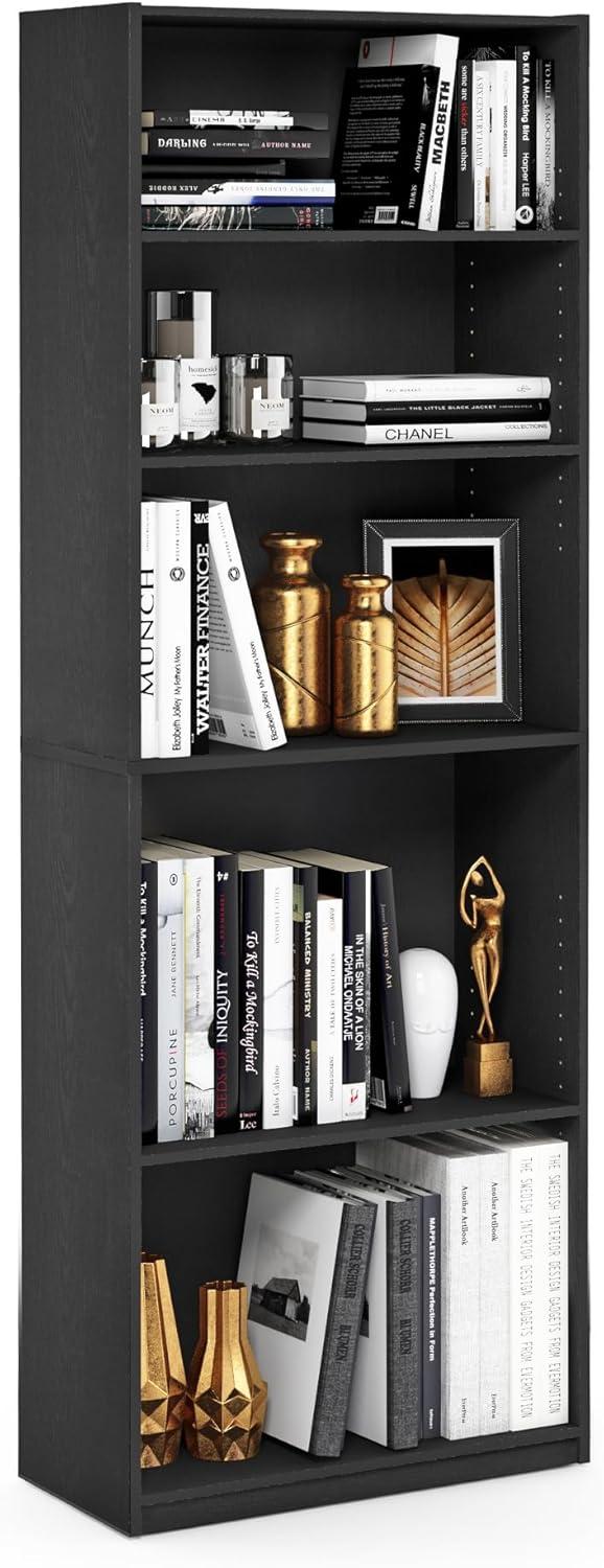 Furinno JAYA Simply Home 5-Shelf Bookcase, Black